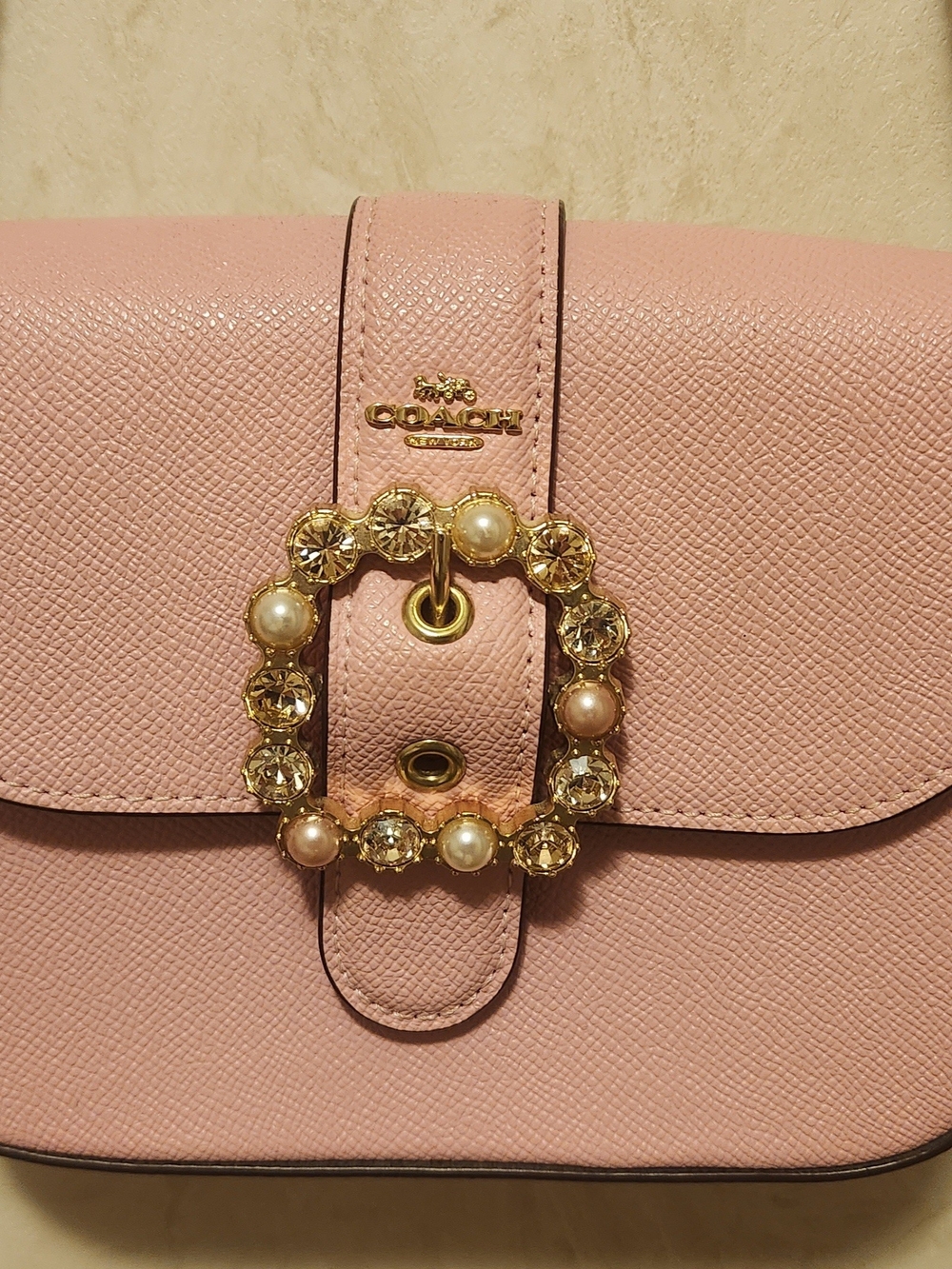 Coach Gemma Pink Leather Pearl Buckle Crossbody Bag - Picture 2 of 8